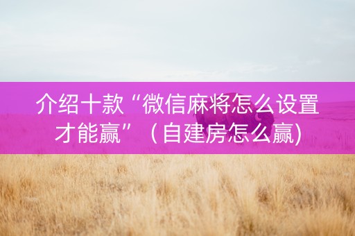 介绍十款“微信麻将怎么设置才能赢”（自建房怎么赢)
