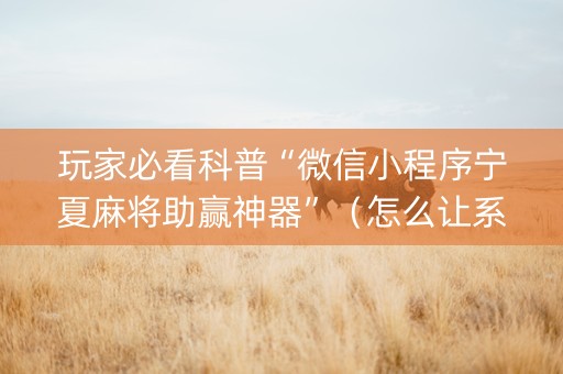 玩家必看科普“微信小程序宁夏麻将助赢神器”（怎么让系统给你发好牌)