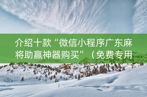 介绍十款“微信小程序广东麻将助赢神器购买”（免费专用神器)