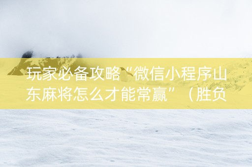 玩家必备攻略“微信小程序山东麻将怎么才能常赢”（胜负规律拿好牌)