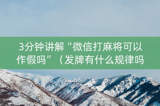 3分钟讲解“微信打麻将可以作假吗”（发牌有什么规律吗)