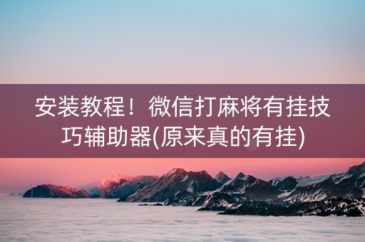 安装教程！微信打麻将有挂技巧辅助器(原来真的有挂)