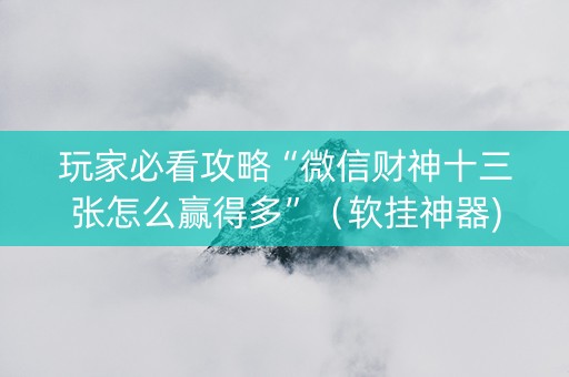 玩家必看攻略“微信财神十三张怎么赢得多”（软挂神器)