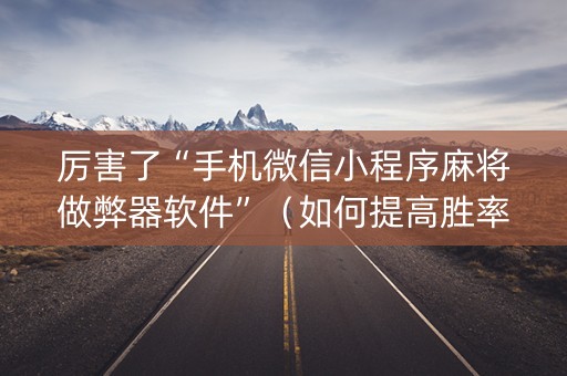 厉害了“手机微信小程序麻将做弊器软件”（如何提高胜率)