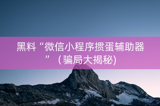 黑料“微信小程序掼蛋辅助器”（骗局大揭秘)