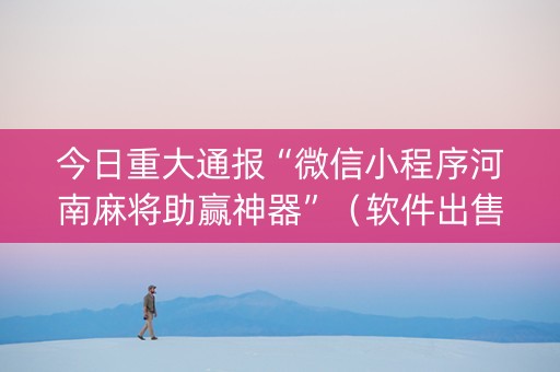 今日重大通报“微信小程序河南麻将助赢神器”（软件出售)