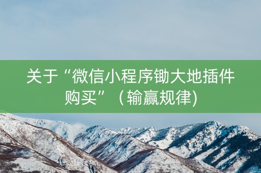 关于“微信小程序锄大地插件购买”（输赢规律)