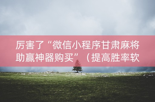 厉害了“微信小程序甘肃麻将助赢神器购买”（提高胜率软件)