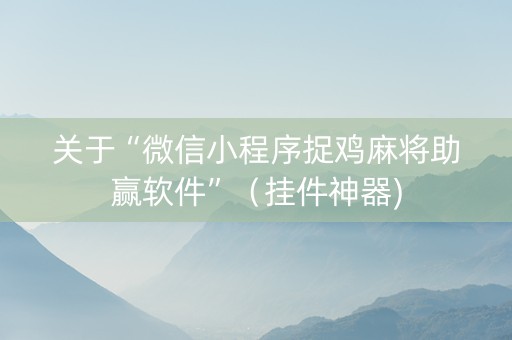 关于“微信小程序捉鸡麻将助赢软件”（挂件神器)