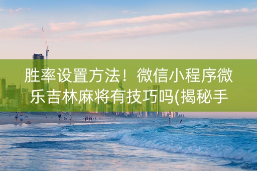 胜率设置方法！微信小程序微乐吉林麻将有技巧吗(揭秘手机上输赢规律)