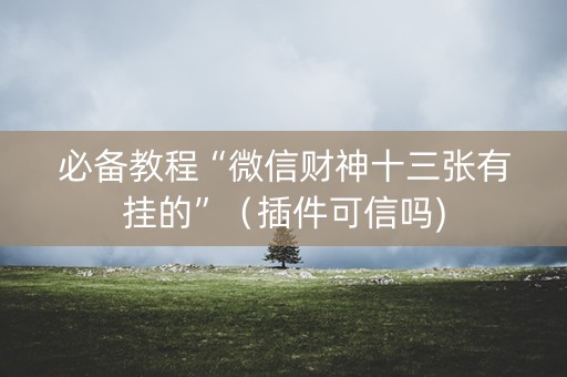 必备教程“微信财神十三张有挂的”（插件可信吗)