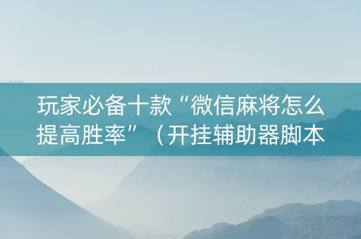 玩家必备十款“微信麻将怎么提高胜率”（开挂辅助器脚本)