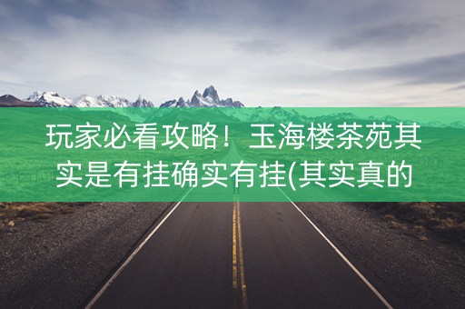 玩家必看攻略！玉海楼茶苑其实是有挂确实有挂(其实真的有挂)