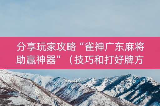 分享玩家攻略“雀神广东麻将助赢神器”（技巧和打好牌方法)