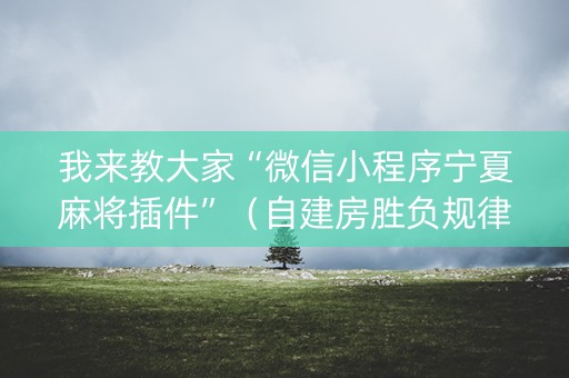 我来教大家“微信小程序宁夏麻将插件”（自建房胜负规律)