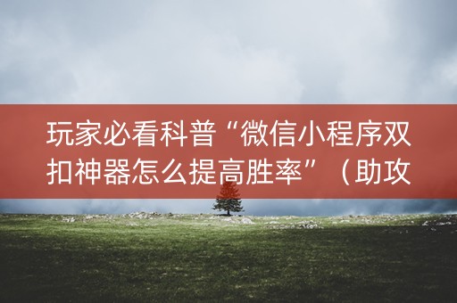 玩家必看科普“微信小程序双扣神器怎么提高胜率”（助攻神器)