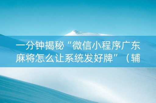 一分钟揭秘“微信小程序广东麻将怎么让系统发好牌”（辅助器插件)