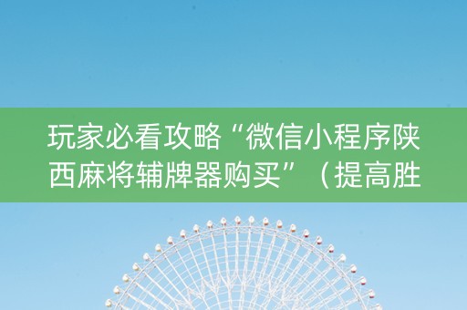 玩家必看攻略“微信小程序陕西麻将辅牌器购买”（提高胜率技巧)