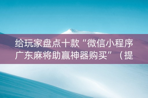 给玩家盘点十款“微信小程序广东麻将助赢神器购买”（提高胜率软件)