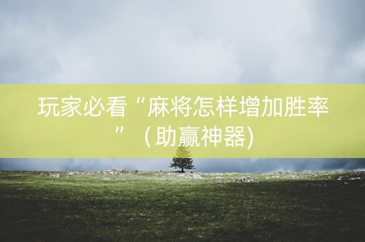玩家必看“麻将怎样增加胜率”（助赢神器)