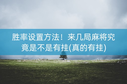 胜率设置方法！来几局麻将究竟是不是有挂(真的有挂)