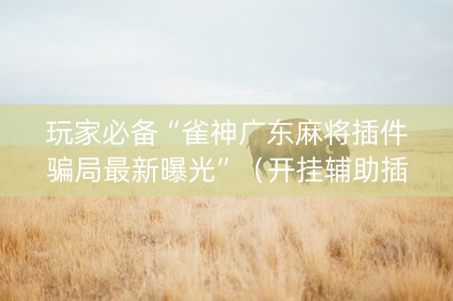 玩家必备“雀神广东麻将插件骗局最新曝光”（开挂辅助插件)