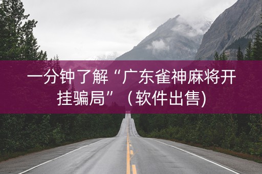 一分钟了解“广东雀神麻将开挂骗局”（软件出售)