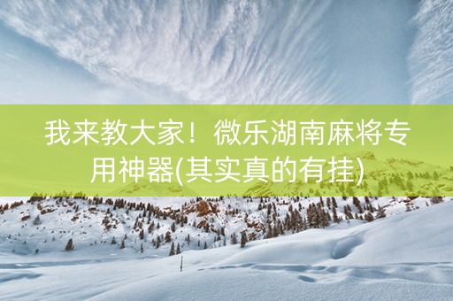 我来教大家！微乐湖南麻将专用神器(其实真的有挂)