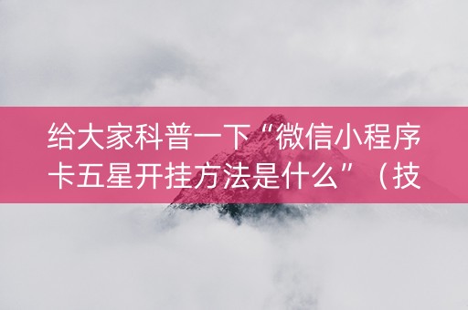 给大家科普一下“微信小程序卡五星开挂方法是什么”（技巧和打好牌方法)