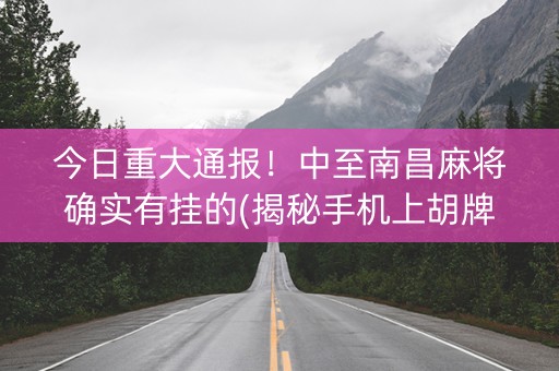 今日重大通报！中至南昌麻将确实有挂的(揭秘手机上胡牌技巧)