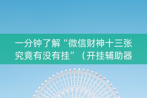 一分钟了解“微信财神十三张究竟有没有挂”（开挂辅助器脚本)