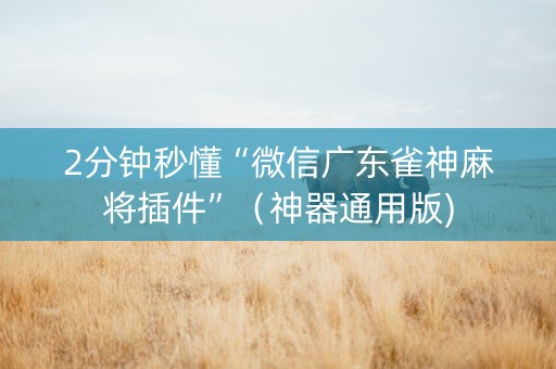 2分钟秒懂“微信广东雀神麻将插件”（神器通用版)