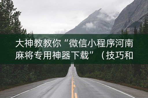 大神教教你“微信小程序河南麻将专用神器下载”（技巧和打好牌方法)