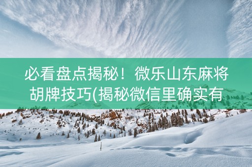 必看盘点揭秘！微乐山东麻将胡牌技巧(揭秘微信里确实有猫腻)