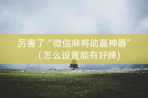 厉害了“微信麻将助赢神器”（怎么设置能有好牌)