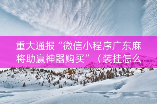 重大通报“微信小程序广东麻将助赢神器购买”（装挂怎么安装)