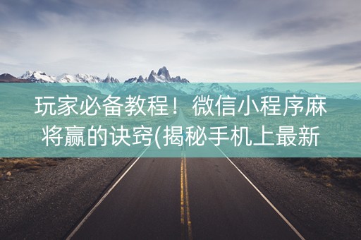 玩家必备教程！微信小程序麻将赢的诀窍(揭秘手机上最新神器下载)