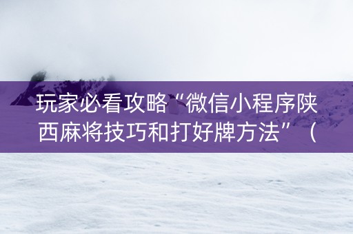 玩家必看攻略“微信小程序陕西麻将技巧和打好牌方法”（神器通用版)