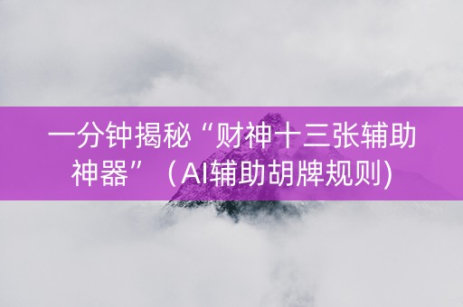 一分钟揭秘“财神十三张辅助神器”（AI辅助胡牌规则)