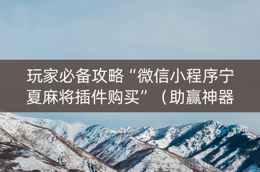 玩家必备攻略“微信小程序宁夏麻将插件购买”（助赢神器)