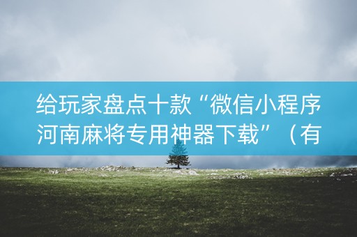 给玩家盘点十款“微信小程序河南麻将专用神器下载”（有什么诀窍)