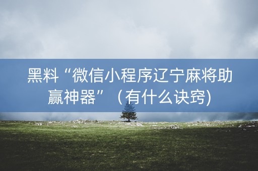 黑料“微信小程序辽宁麻将助赢神器”（有什么诀窍)