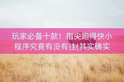 玩家必备十款！指尖跑得快小程序究竟有没有挂(其实确实有挂)