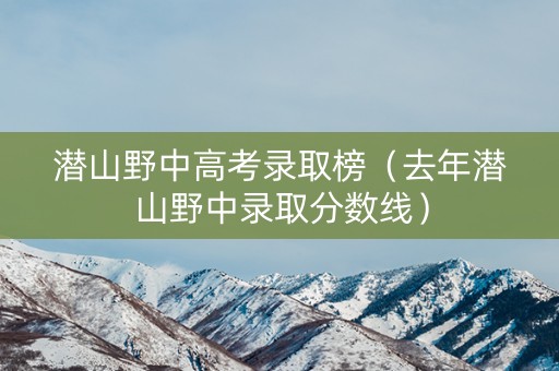 潜山野中高考录取榜（去年潜山野中录取分数线）