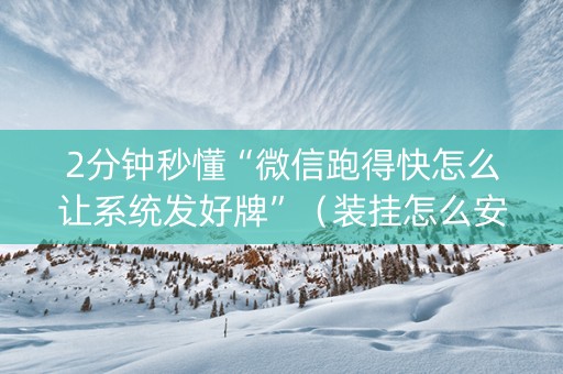 2分钟秒懂“微信跑得快怎么让系统发好牌”（装挂怎么安装)