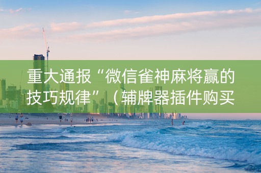 重大通报“微信雀神麻将赢的技巧规律”（辅牌器插件购买)