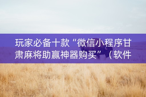 玩家必备十款“微信小程序甘肃麻将助赢神器购买”（软件出售)