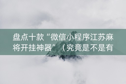 盘点十款“微信小程序江苏麻将开挂神器”（究竟是不是有挂)