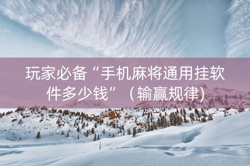 玩家必备“手机麻将通用挂软件多少钱”（输赢规律)