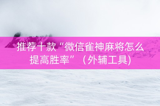推荐十款“微信雀神麻将怎么提高胜率”（外辅工具)